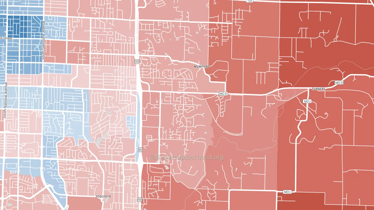 65809, MO block-group political-lean map