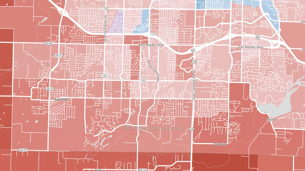 65810, MO block-group political-lean map