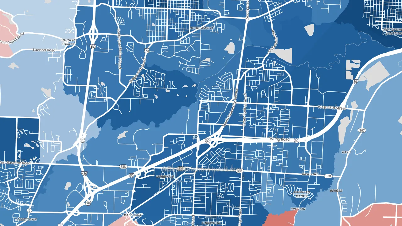 65th Street West, Little Rock, AR block-group political-lean map