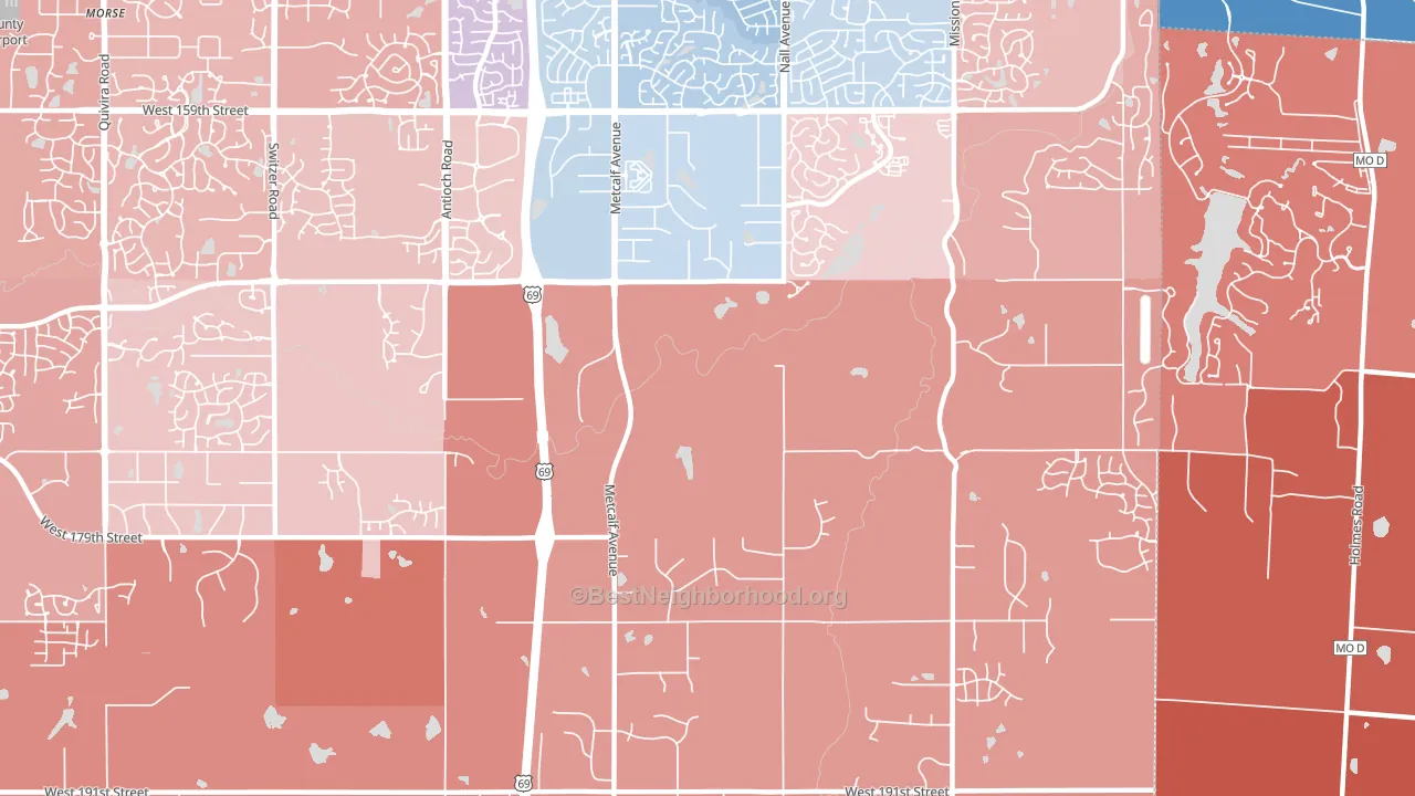 66085, KS block-group political-lean map