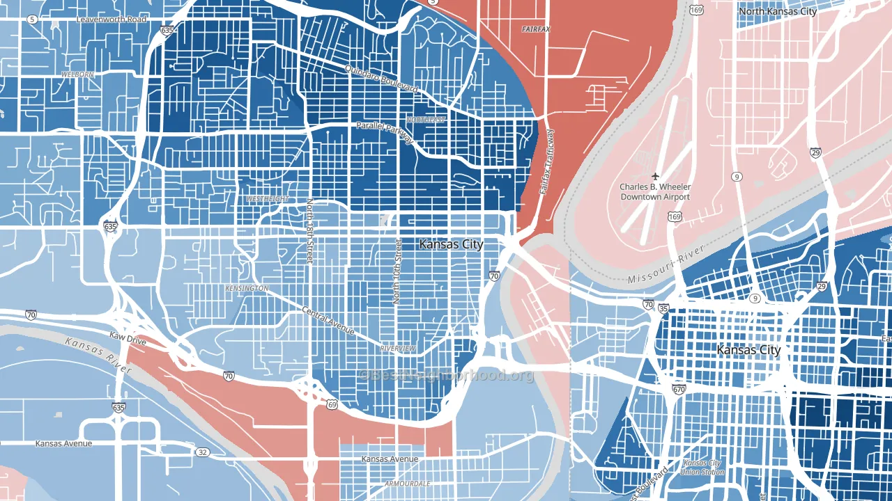 66101, KS block-group political-lean map