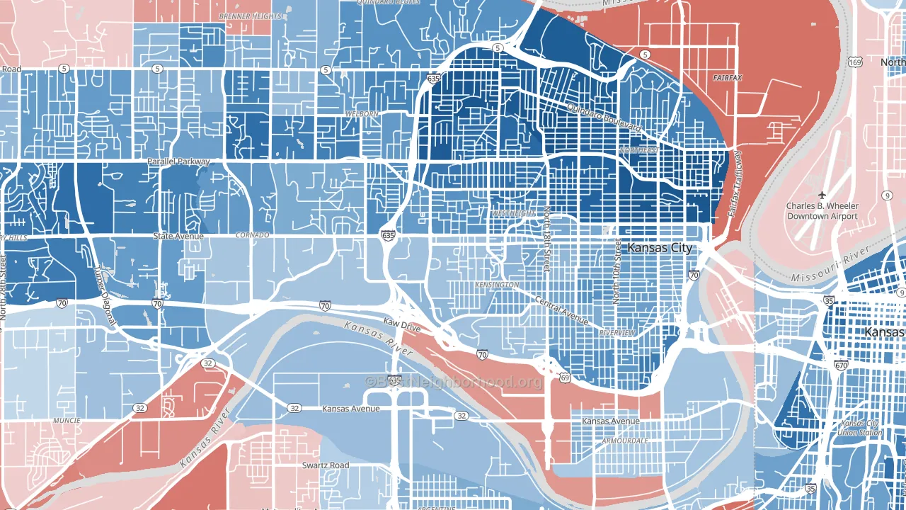 66102, KS block-group political-lean map