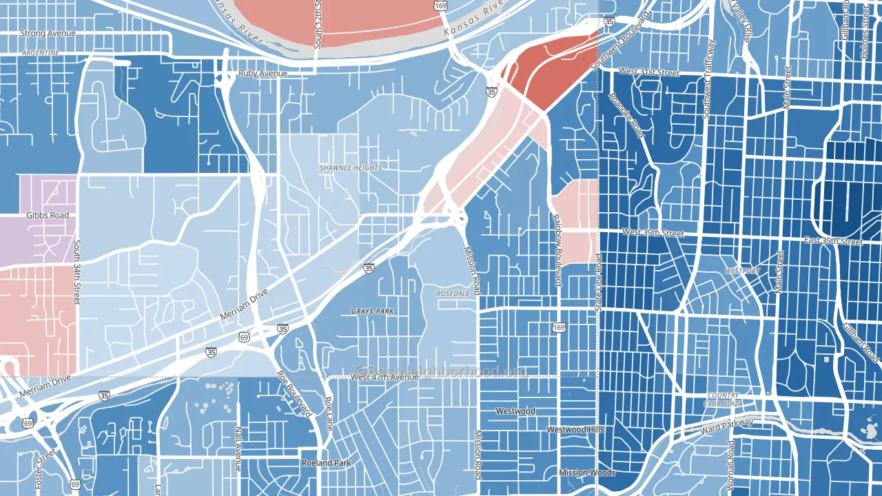 66103, KS block-group political-lean map