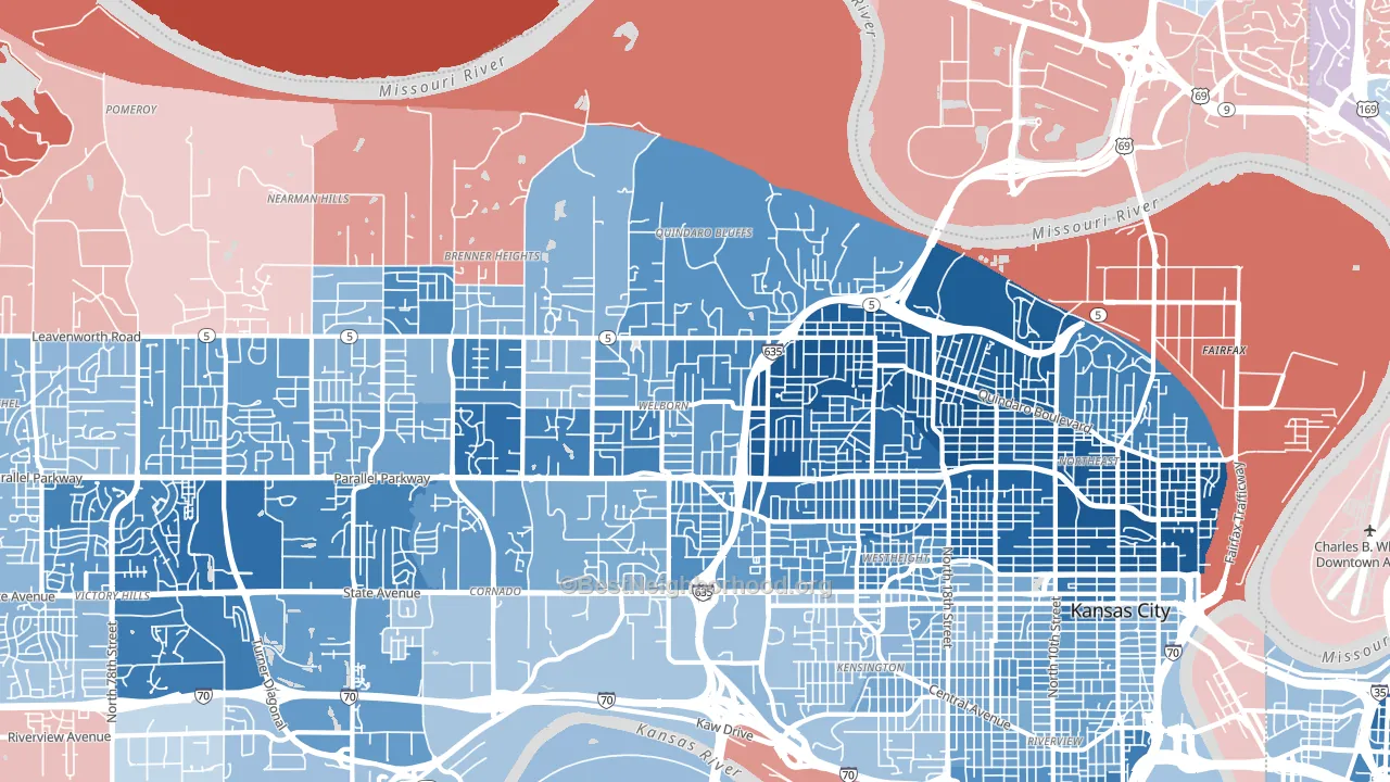 66104, KS block-group political-lean map