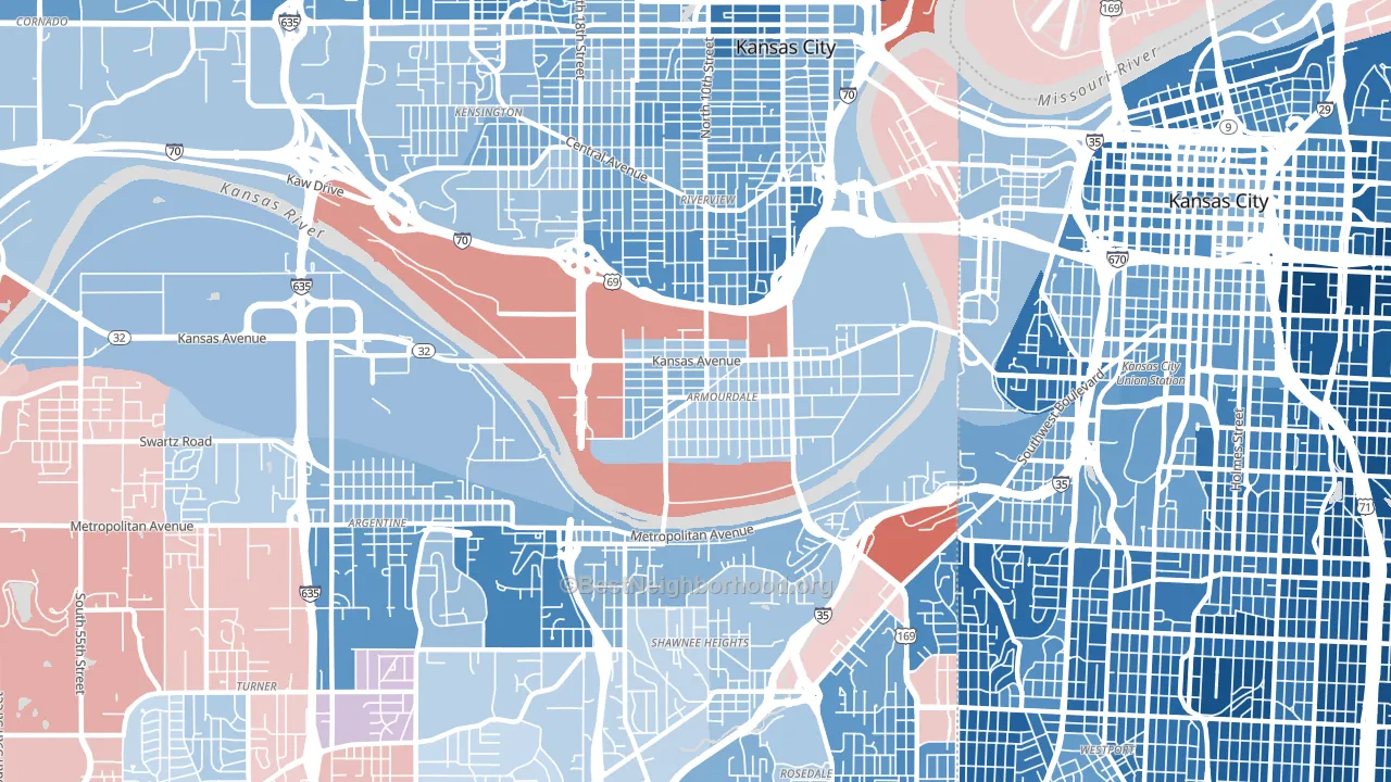 66105, KS block-group political-lean map