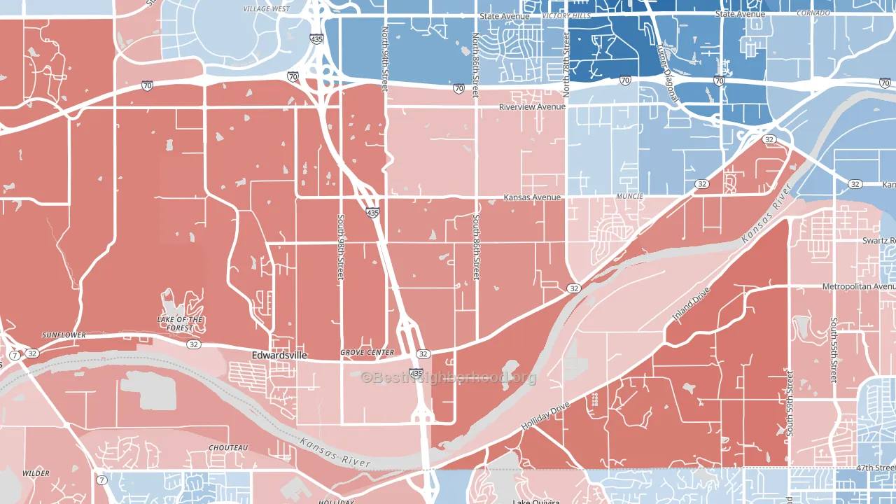 66111, KS block-group political-lean map
