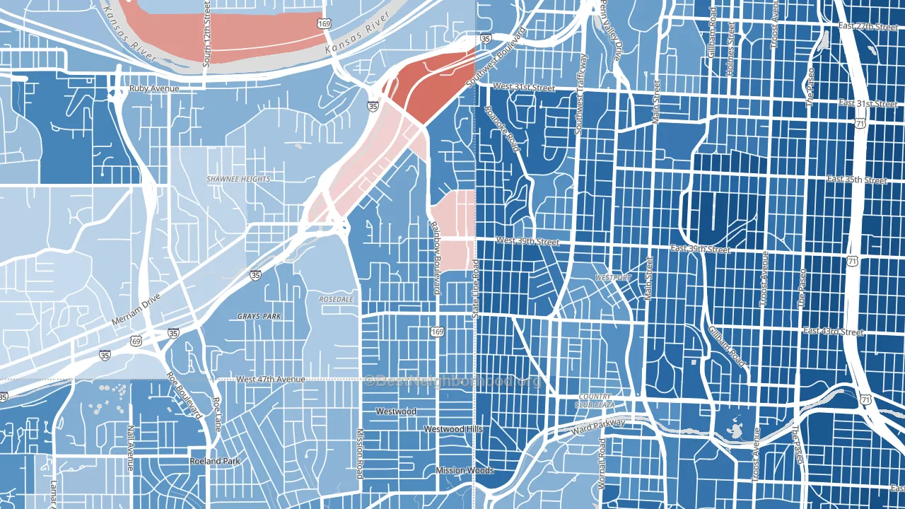 66160, KS block-group political-lean map