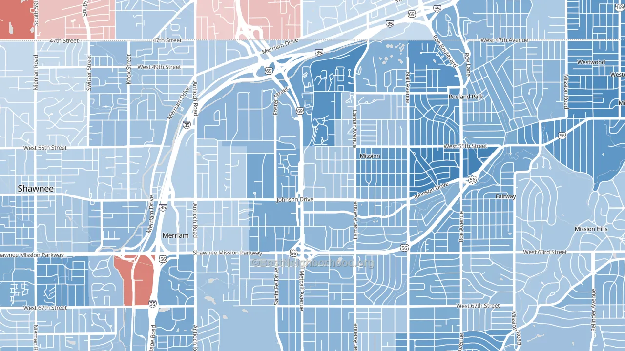 66202, KS block-group political-lean map