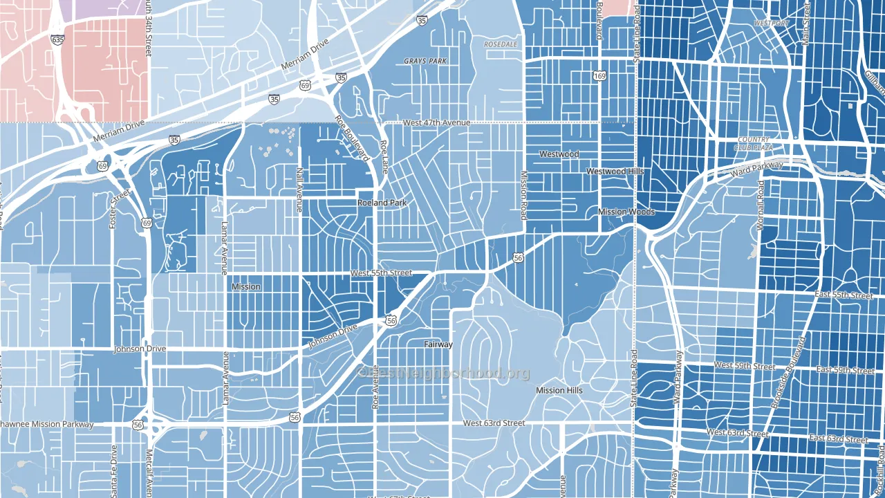 66205, KS block-group political-lean map