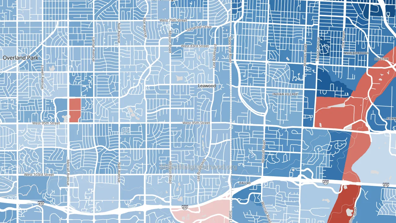 66206, KS block-group political-lean map