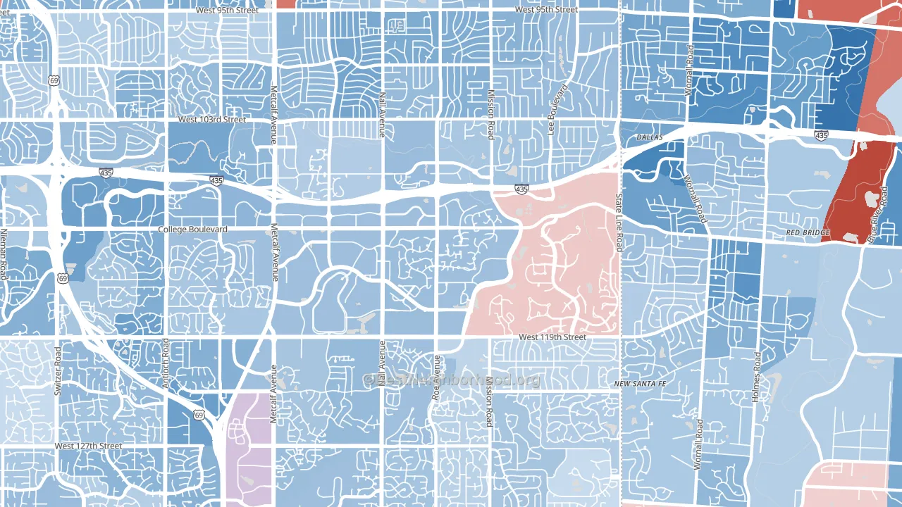 66211, KS block-group political-lean map