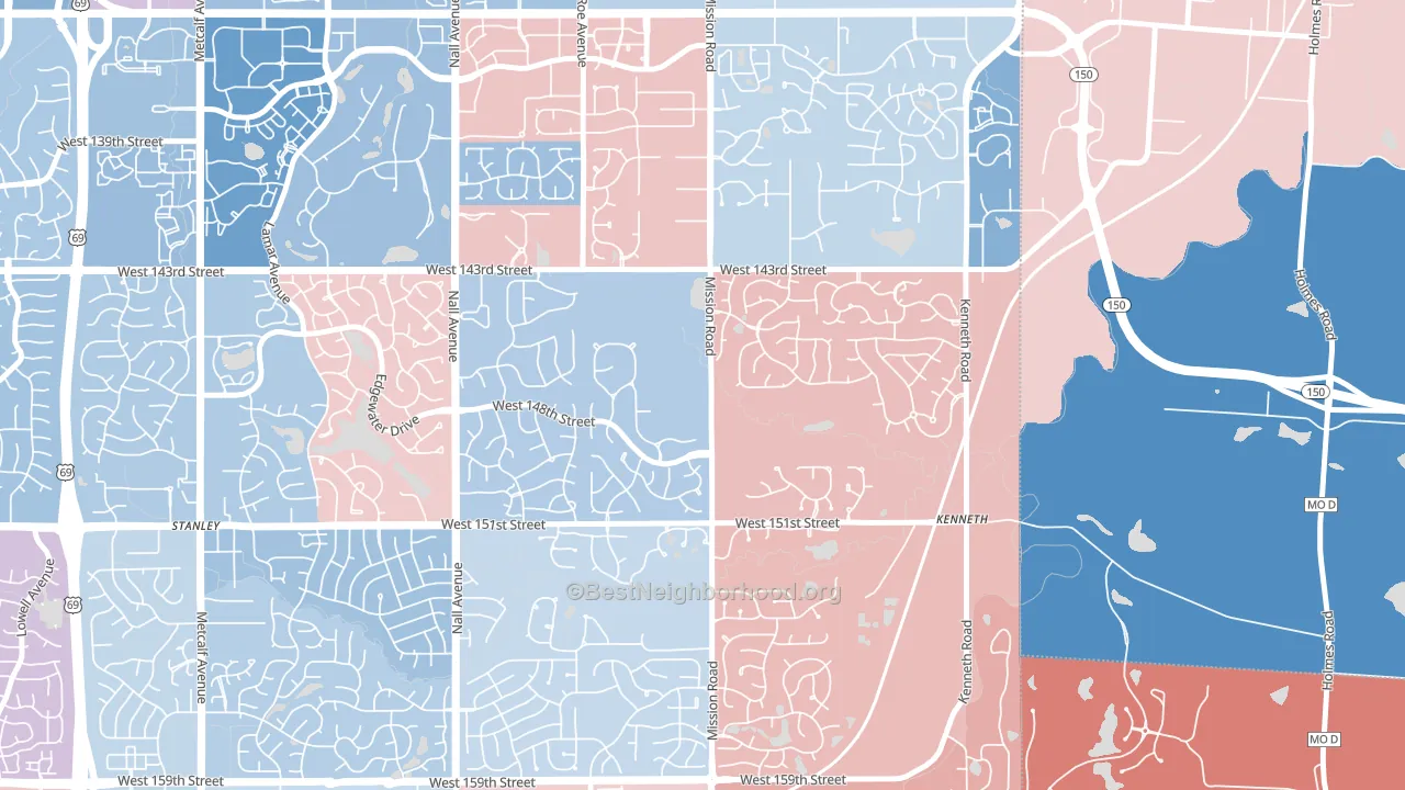 66224, KS block-group political-lean map