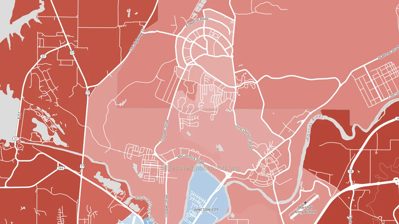 66442, KS block-group political-lean map