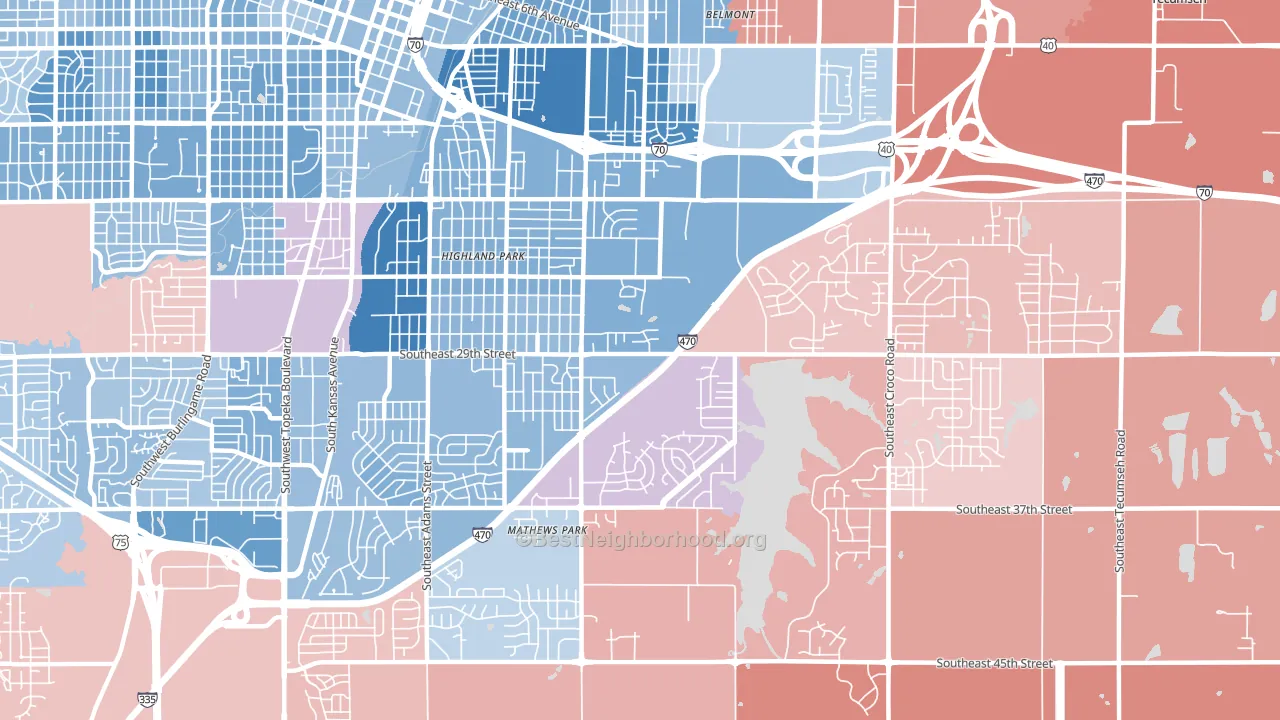 66605, KS block-group political-lean map