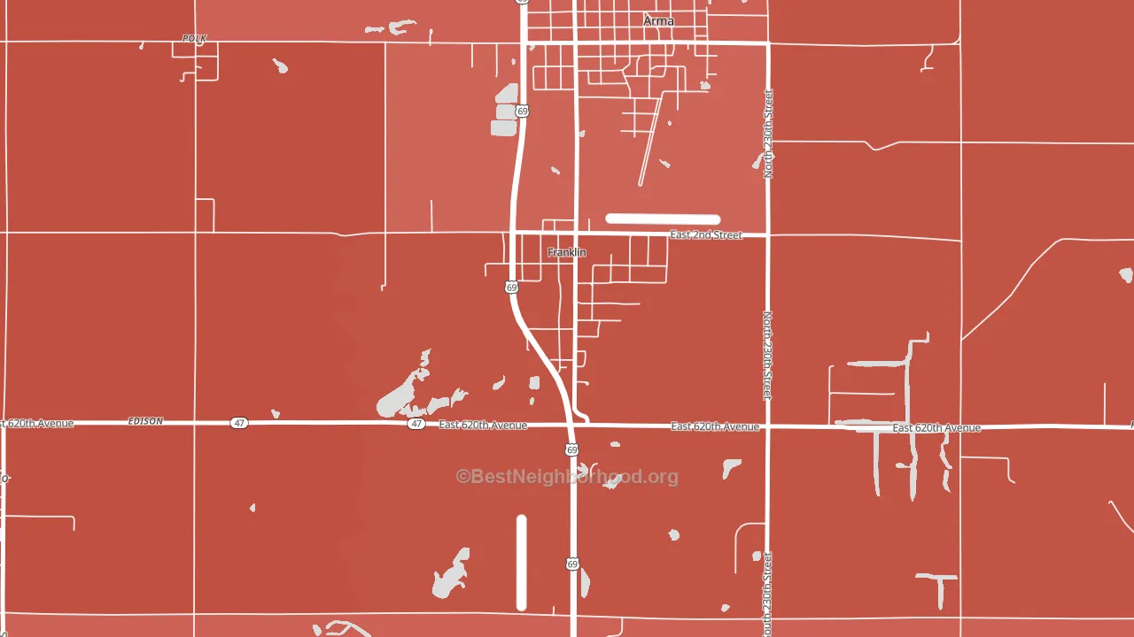 66735, KS block-group political-lean map