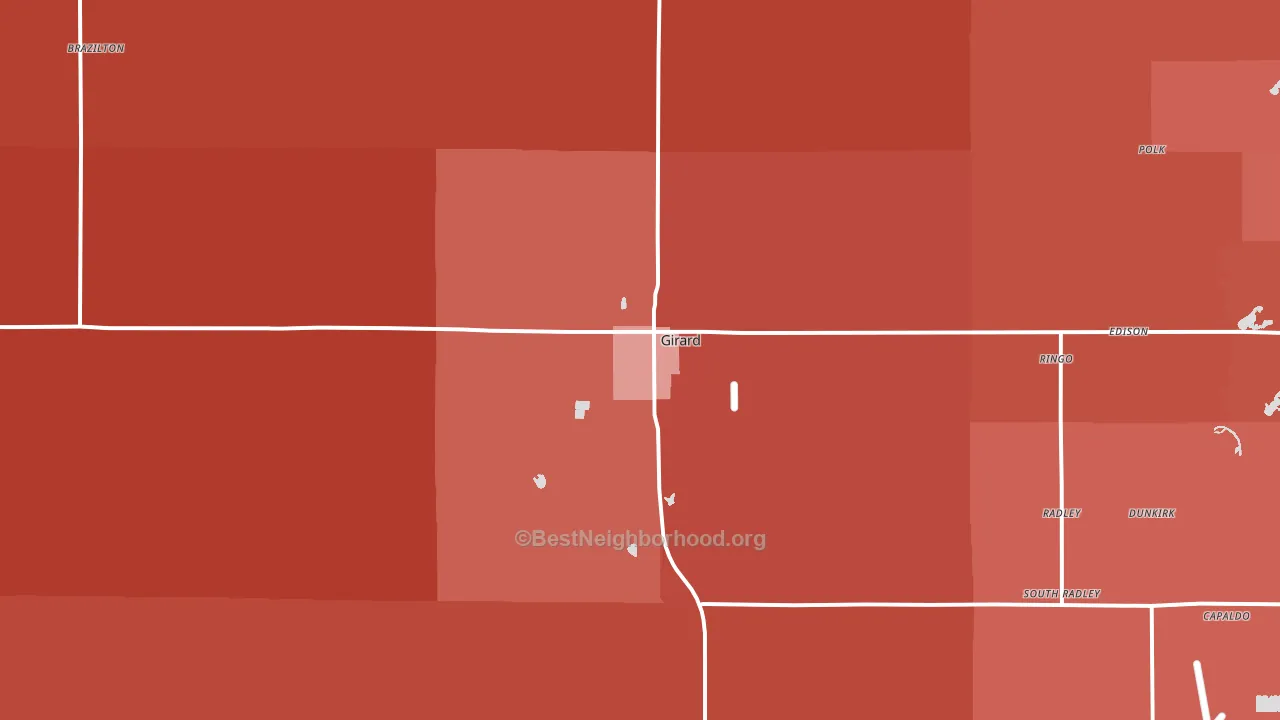 66743, KS block-group political-lean map