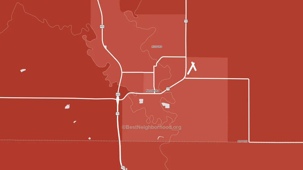 66757, KS block-group political-lean map