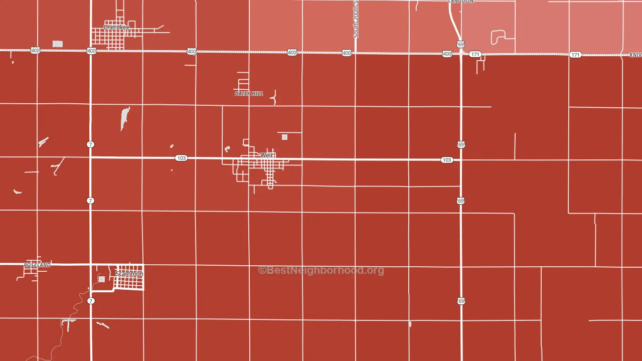 66781, KS block-group political-lean map