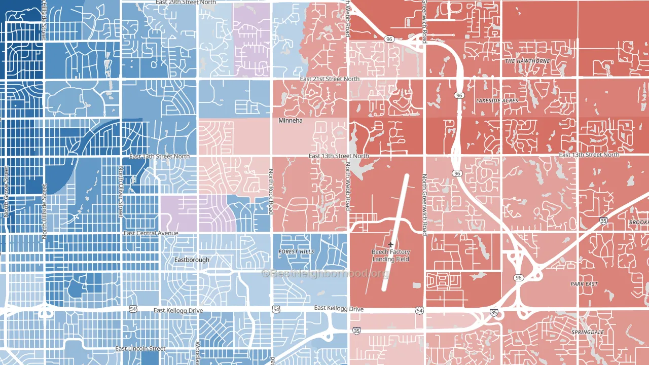 67206, KS block-group political-lean map