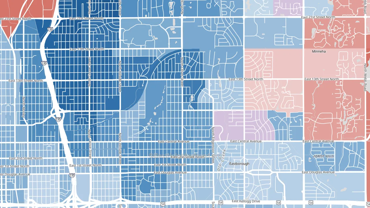 67208, KS block-group political-lean map