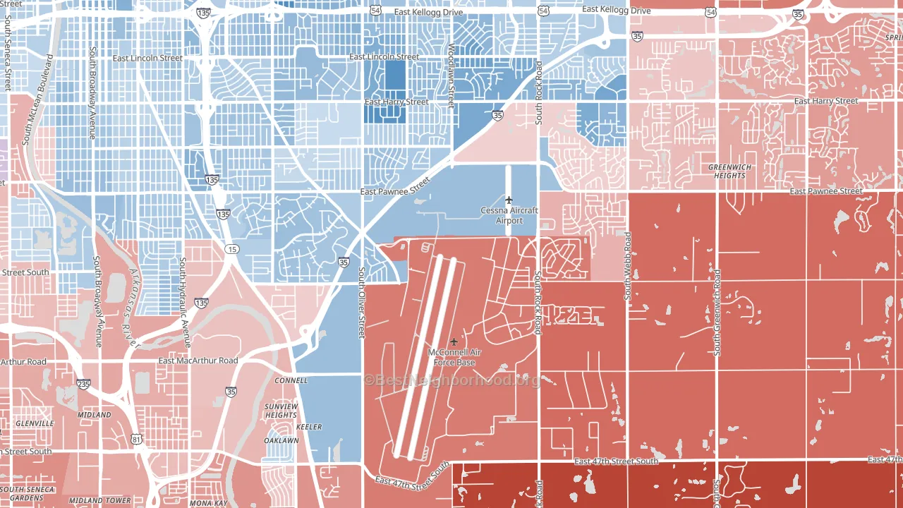 67210, KS block-group political-lean map