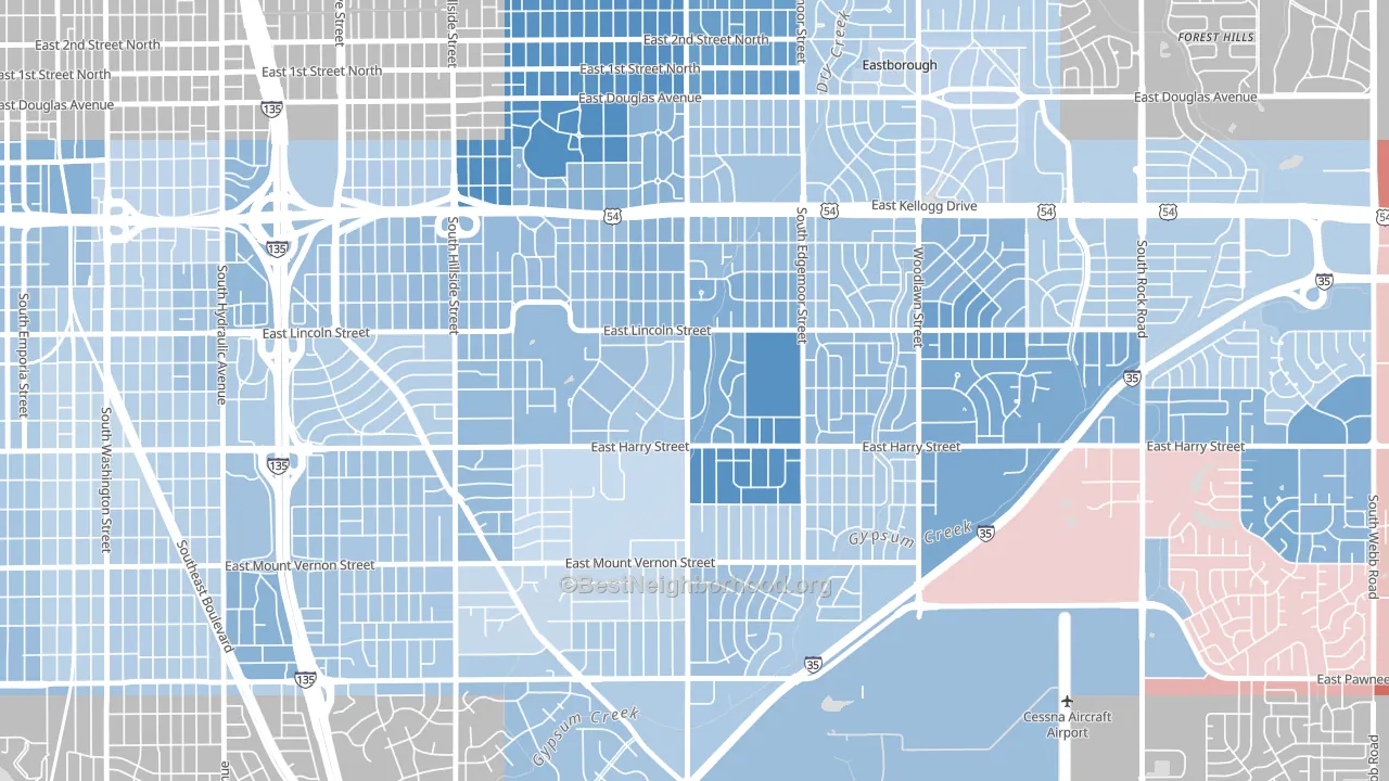 67218, KS block-group political-lean map