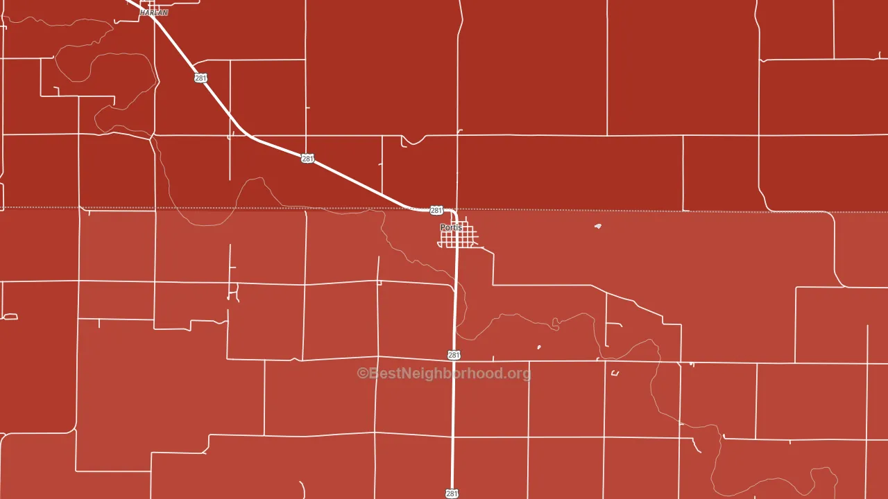 67474, KS block-group political-lean map