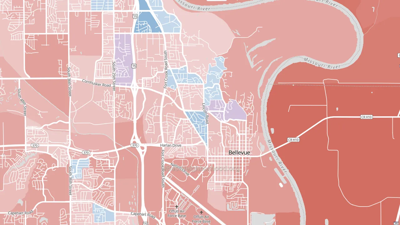 68005, NE block-group political-lean map
