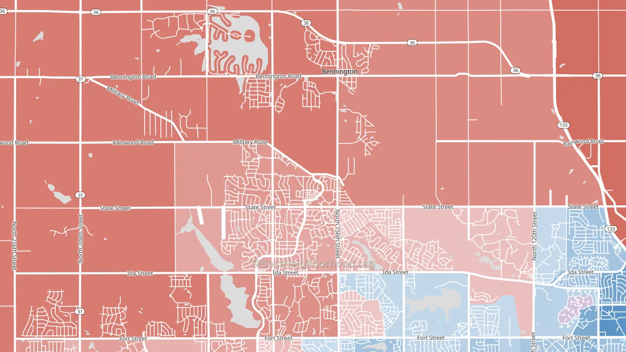 68007, NE block-group political-lean map