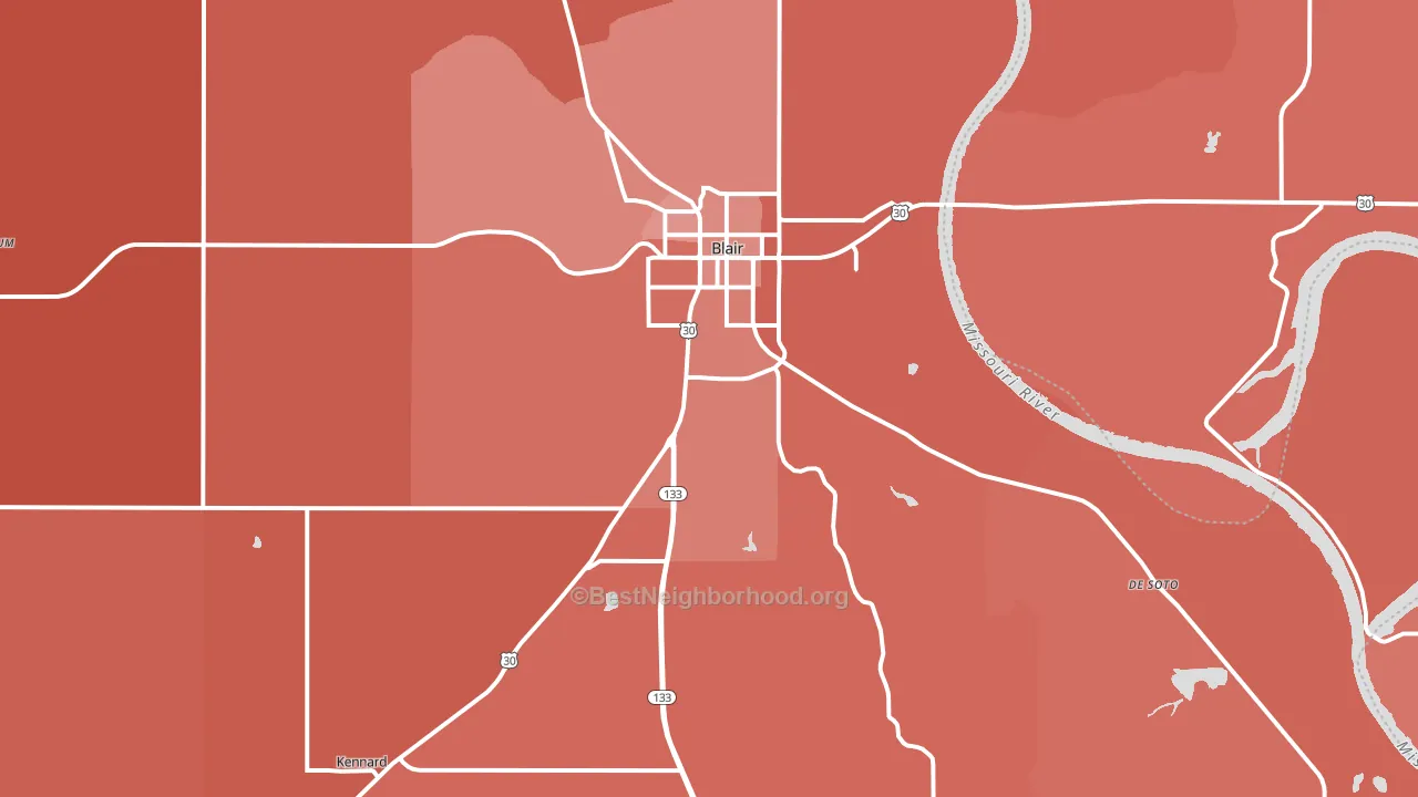68008, NE block-group political-lean map
