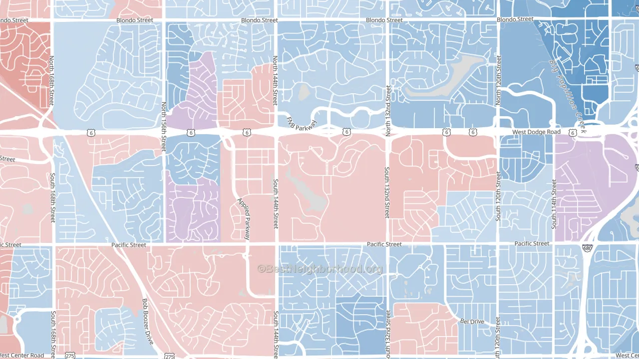 68010, NE block-group political-lean map