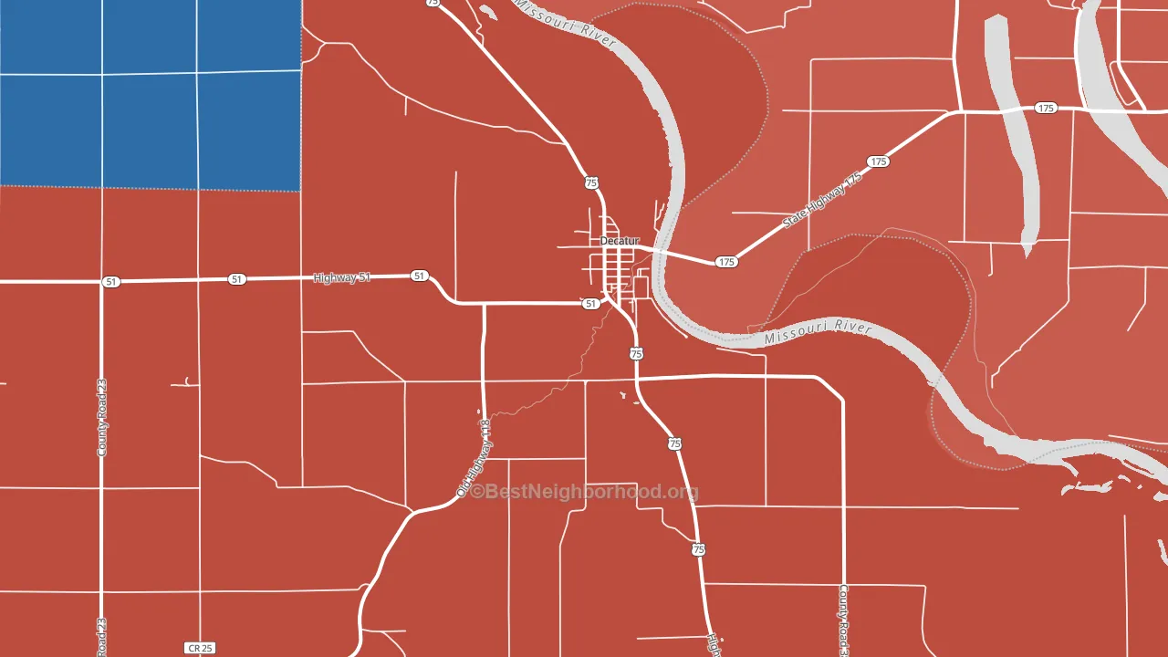 68020, NE block-group political-lean map