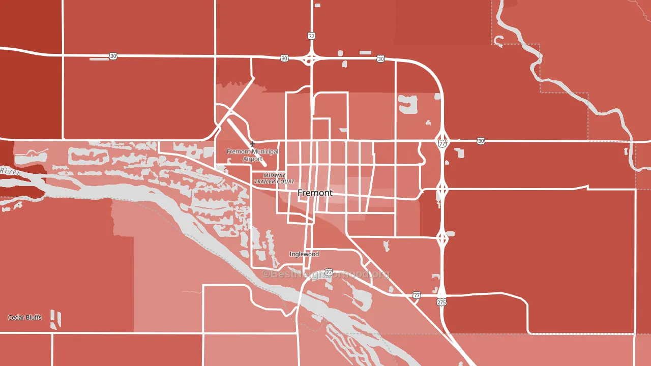 68025, NE block-group political-lean map