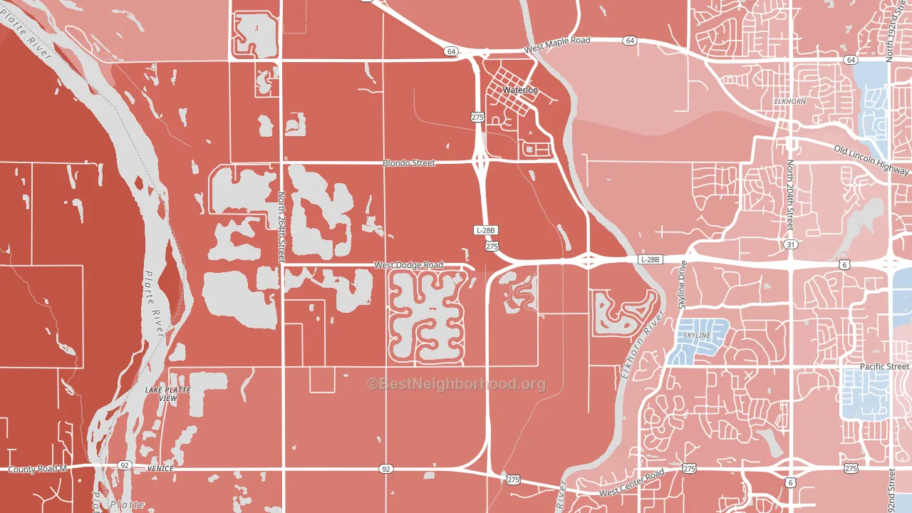 68069, NE block-group political-lean map