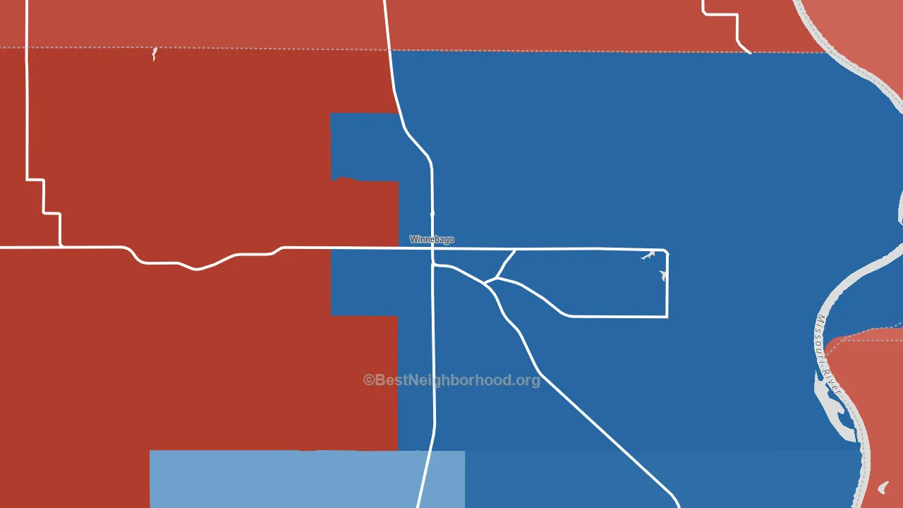 68071, NE block-group political-lean map