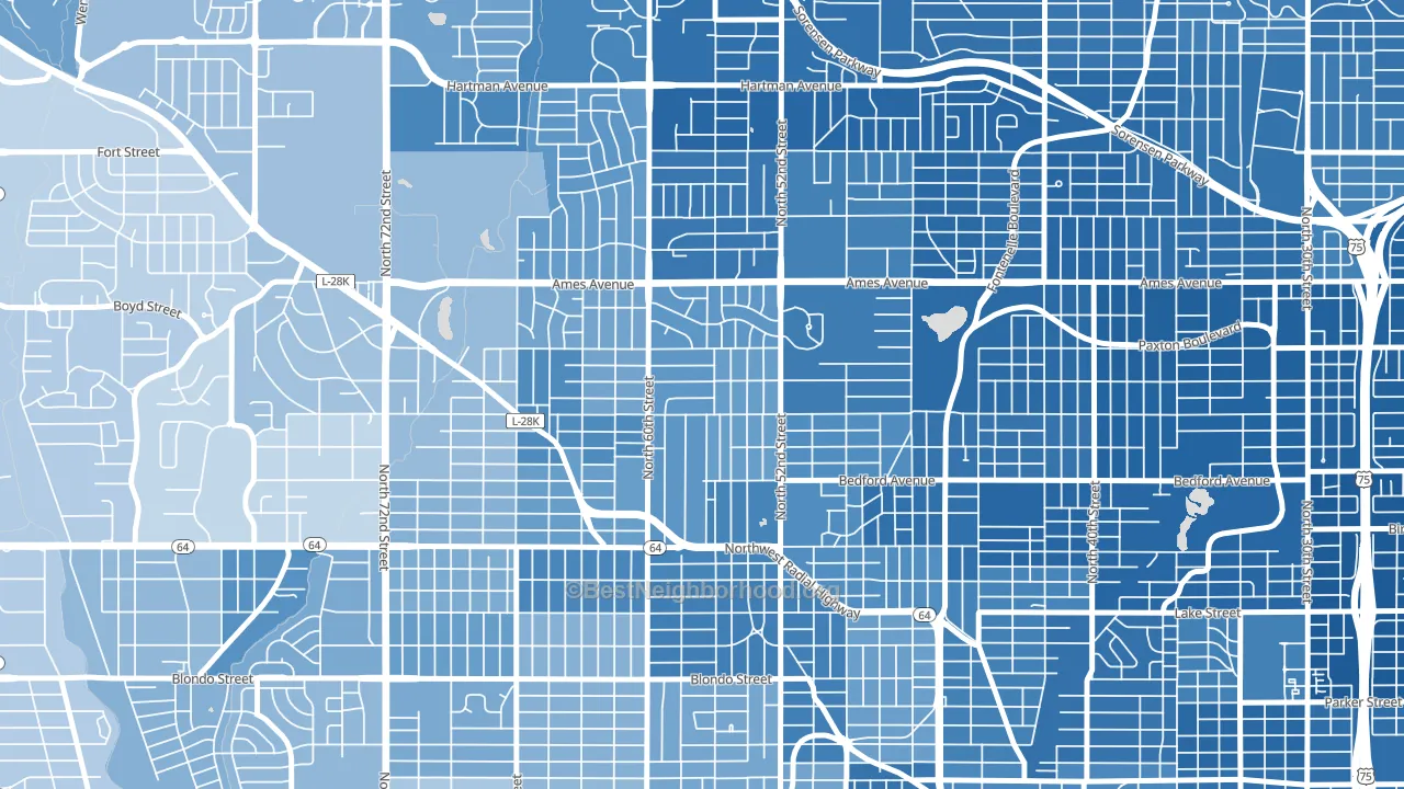 68104, NE block-group political-lean map