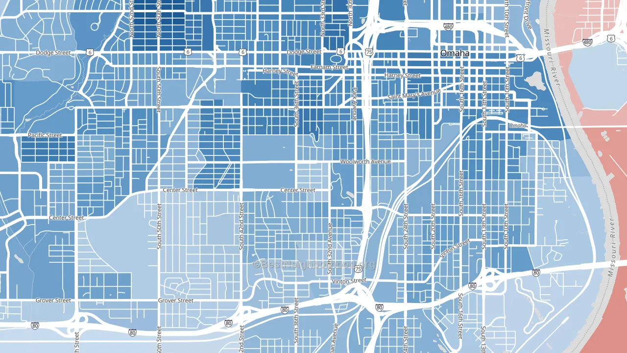 68105, NE block-group political-lean map