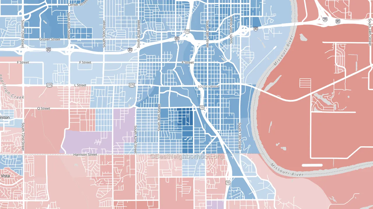 68107, NE block-group political-lean map