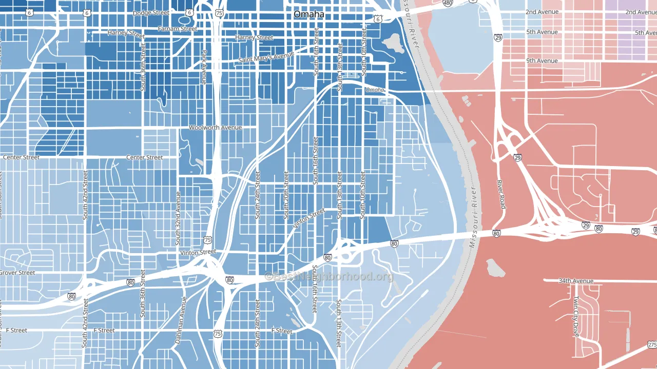 68108, NE block-group political-lean map