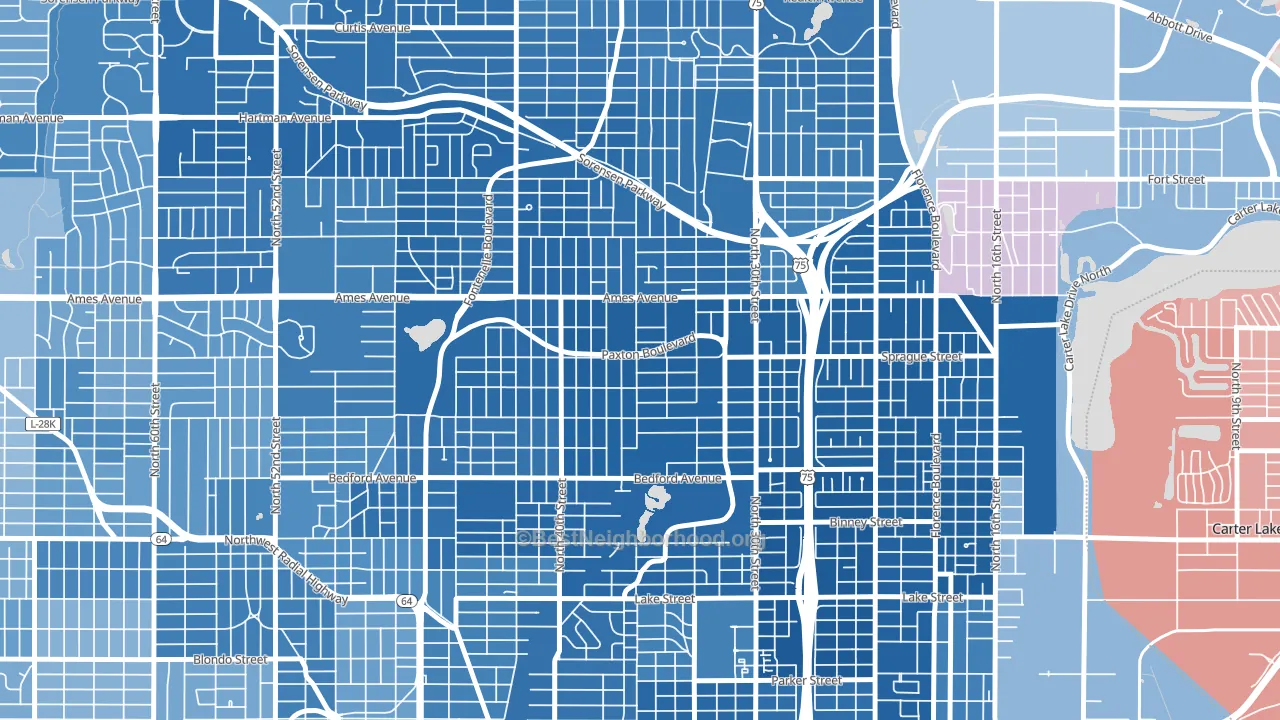 68111, NE block-group political-lean map