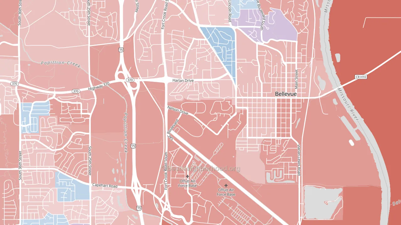 68113, NE block-group political-lean map