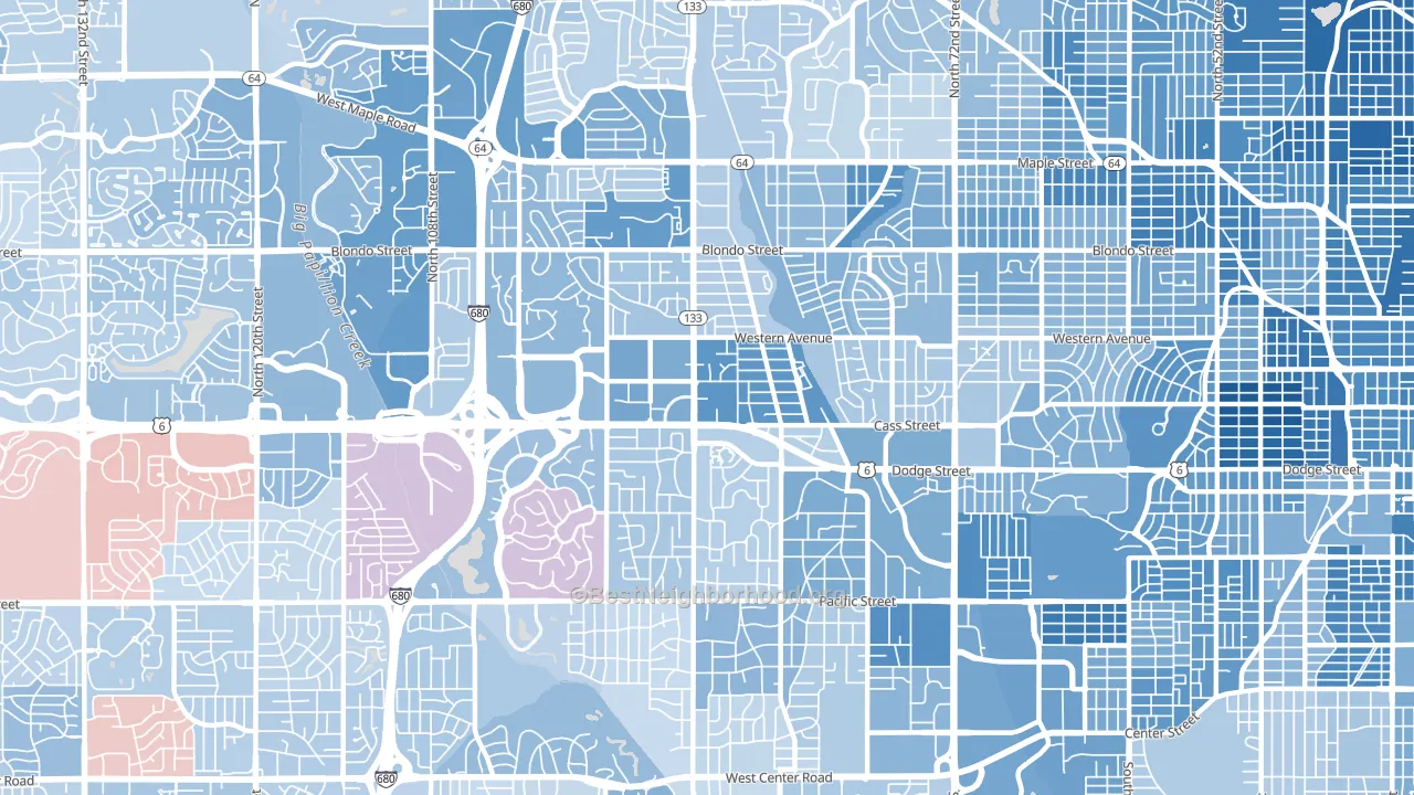 68114, NE block-group political-lean map