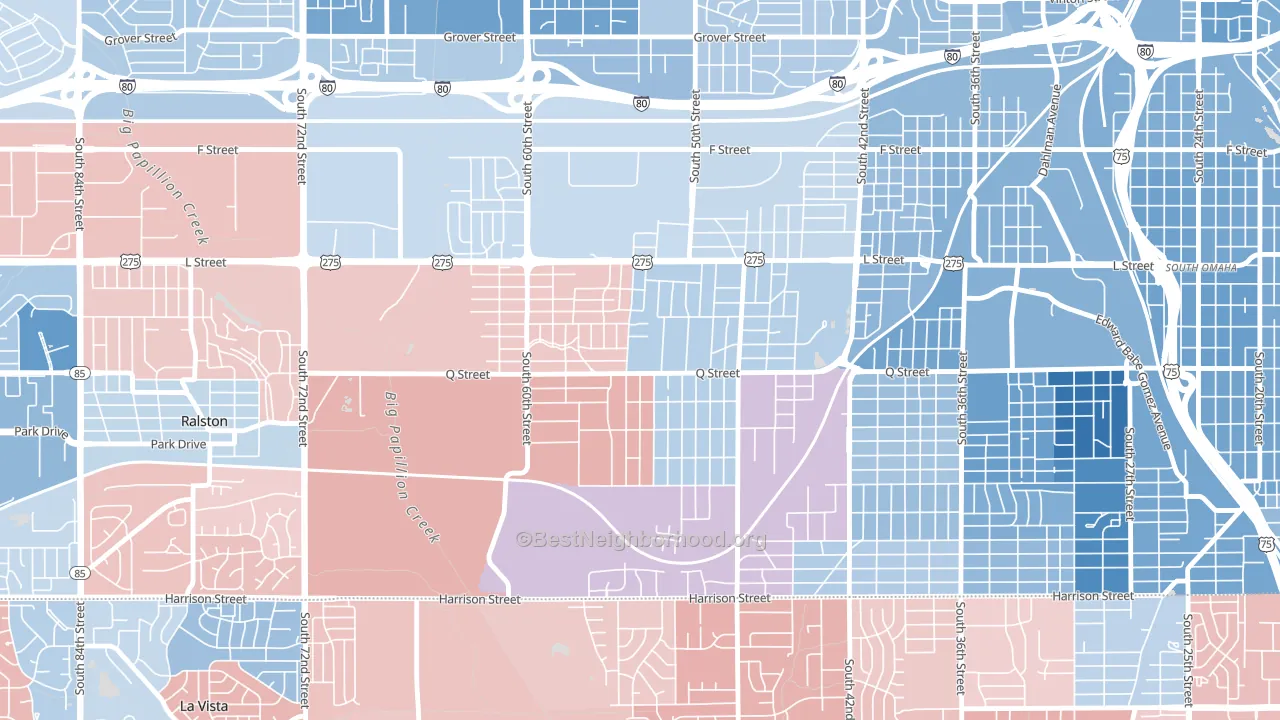 68117, NE block-group political-lean map