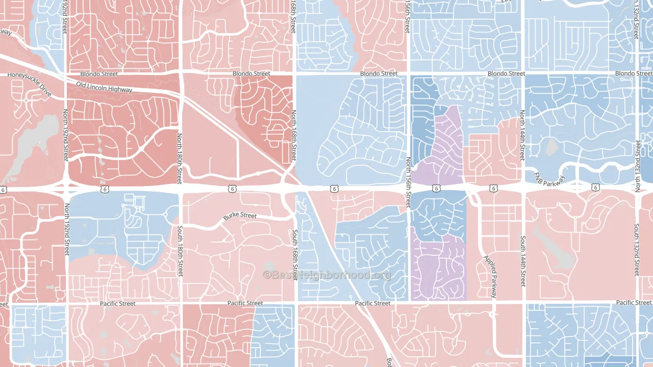 68118, NE block-group political-lean map