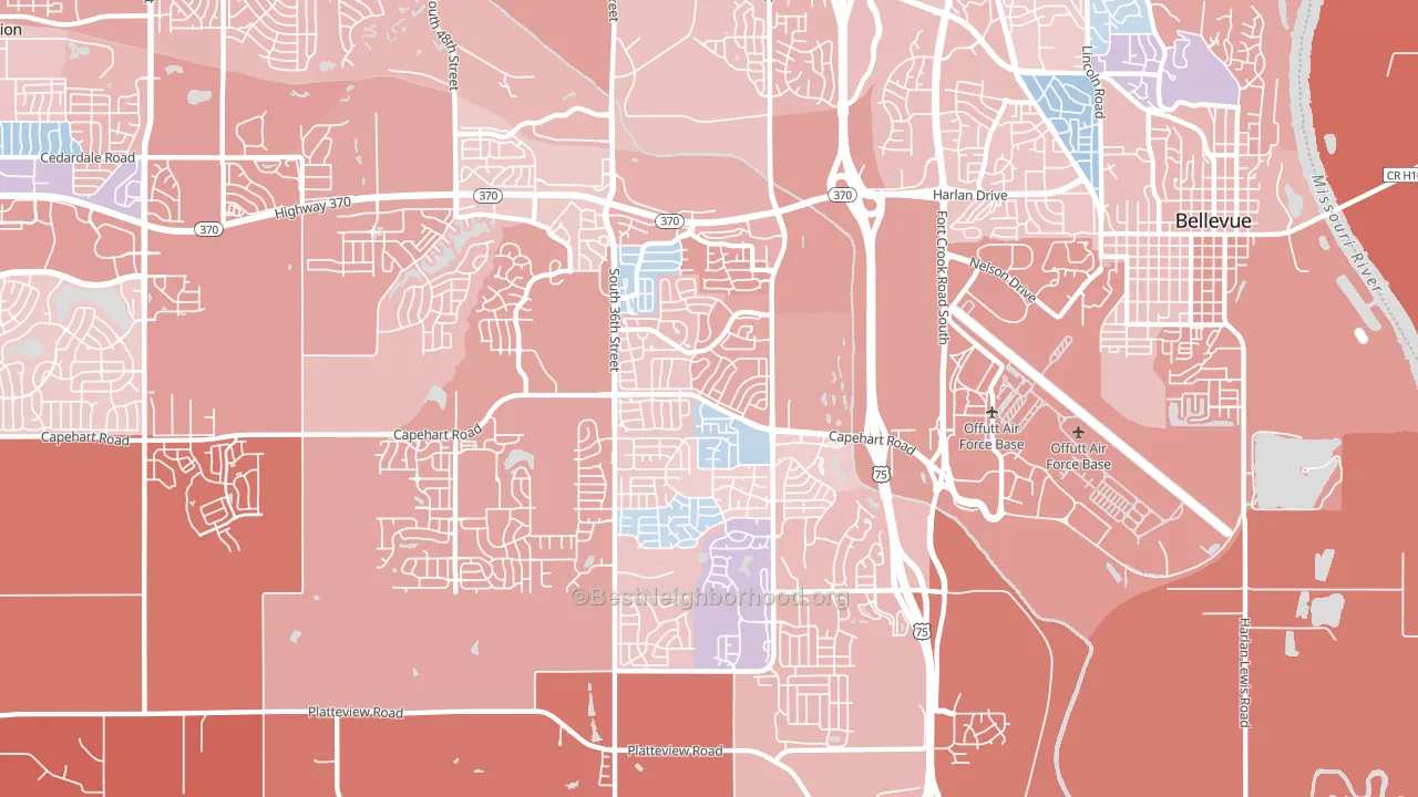 68123, NE block-group political-lean map