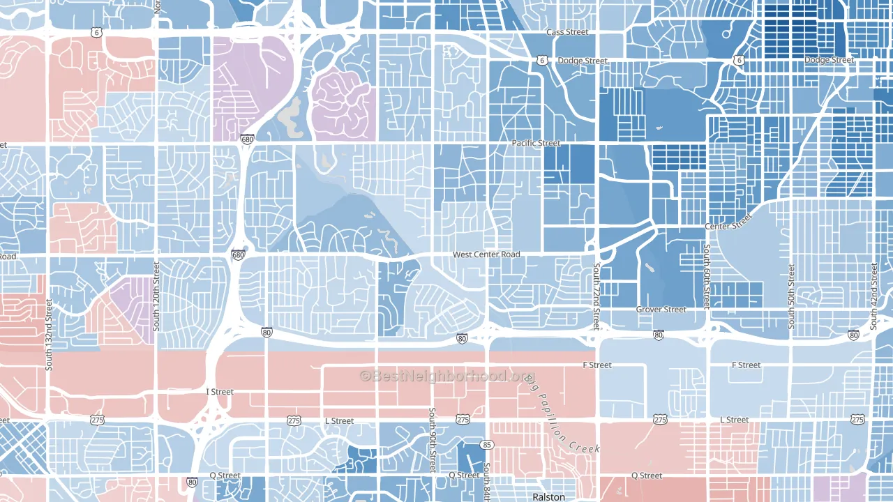 68124, NE block-group political-lean map