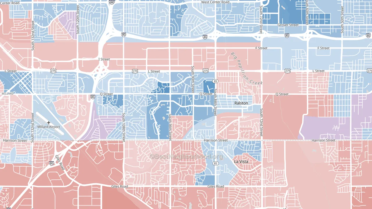 68127, NE block-group political-lean map
