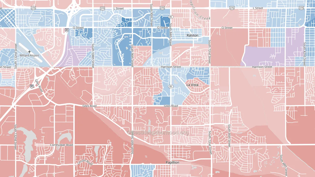 68128, NE block-group political-lean map