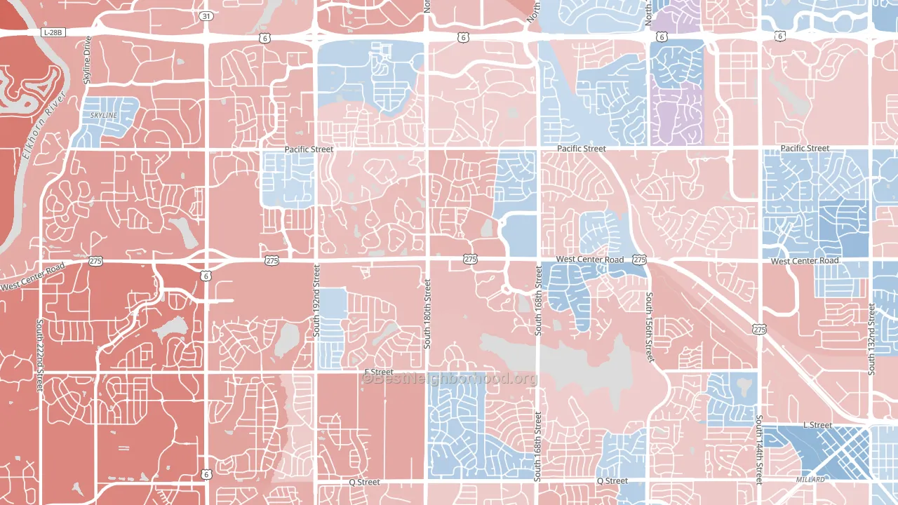68130, NE block-group political-lean map