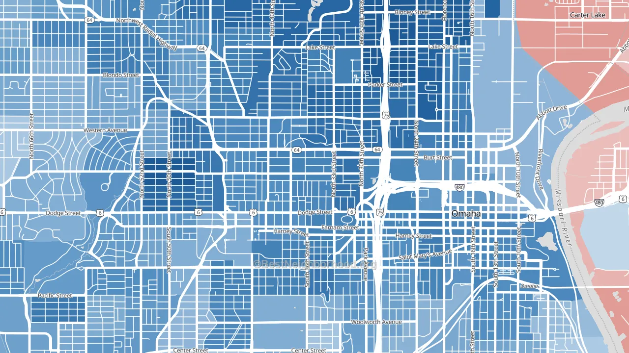 68131, NE block-group political-lean map